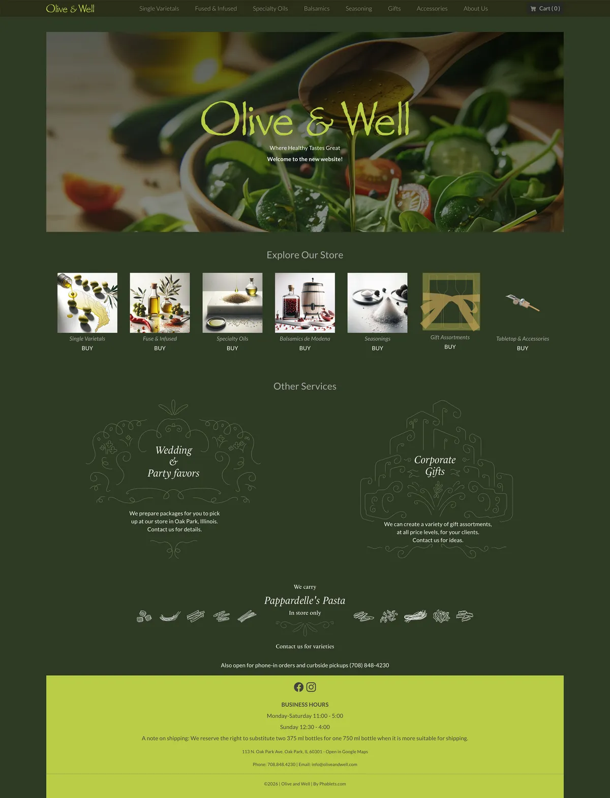 Olive & Well desktop storefront